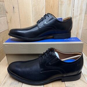 Clarks Whiddon Plain Men's Black Leather Oxford Shoes Size 12 New with Box